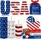 4th of July Tabletop Decorations, 11 Pcs Patriotic Tiered Tray & Table Decor – Memorial Day Red White & Blue Wooden Book, Firework, and USA Centerpieces for Home, Office & 250th Anniversary